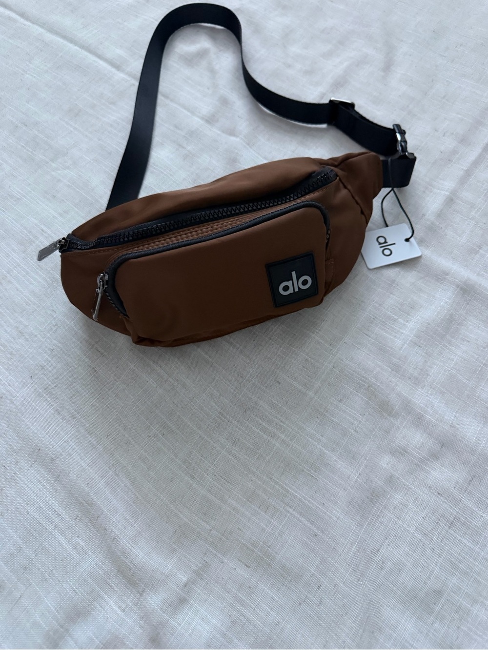 ALO Yoga Brown Men's Belt Bag with Black Strap